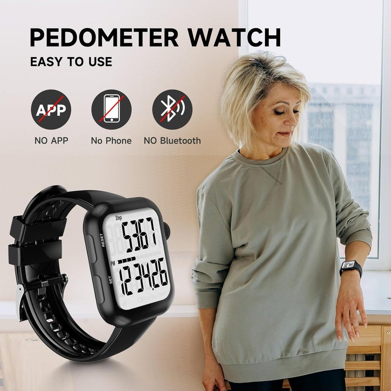 CHAMPOWER Pedometer Watch, Multi-Function Pedometer for Walking Steps and Miles, 3D Super Accurate Step Counter, Track Steps for Men Women Seniors - Image 3